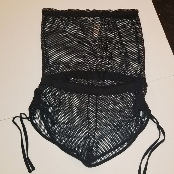 Victoria's Secret Strapless Black Mesh Swimsuit Cover Up With Ruching NWT - Picture 3 of 10